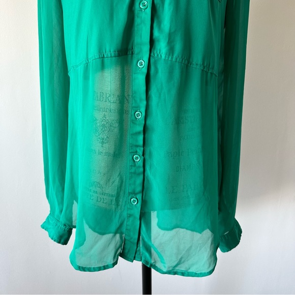Free People Semi Sheer Long Sleeve Blouse Small - Picture 6 of 15